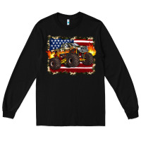 Black american flag monster truck Long Sleeve Tee - Artiststas
