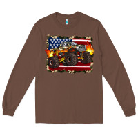 Chestnut american flag monster truck Long Sleeve Tee - Artiststas