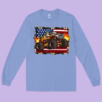 American Flag Monster Truck Long Sleeve Tee Designed By Artiststas