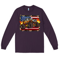 Plum american flag monster truck Long Sleeve Tee - Artiststas