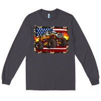Smoke american flag monster truck Long Sleeve Tee - Artiststas