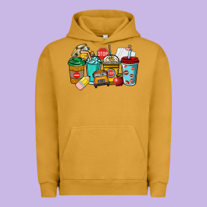 School Bus Driver Coffee Cups Urban Hoodie Designed By Nancycooperartshop