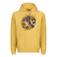Antique Gold arabian horse with sunflowers Premium Hoodie - LillyAllenDesigns