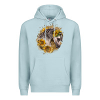 Blue Mist arabian horse with sunflowers Premium Hoodie - LillyAllenDesigns