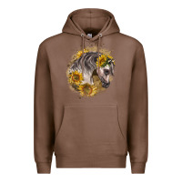 Chestnut arabian horse with sunflowers Premium Hoodie - LillyAllenDesigns