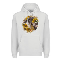 Dove Grey arabian horse with sunflowers Premium Hoodie - LillyAllenDesigns