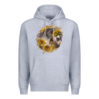 Heather Grey arabian horse with sunflowers Premium Hoodie - LillyAllenDesigns