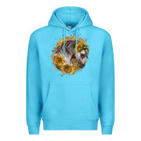 Ocean Blue arabian horse with sunflowers Premium Hoodie - LillyAllenDesigns