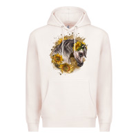 Pale Pink arabian horse with sunflowers Premium Hoodie - LillyAllenDesigns