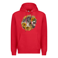 Red arabian horse with sunflowers Premium Hoodie - LillyAllenDesigns
