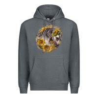 Rock arabian horse with sunflowers Premium Hoodie - LillyAllenDesigns