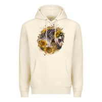 Sandshell arabian horse with sunflowers Premium Hoodie - LillyAllenDesigns