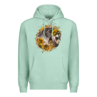 Seafoam arabian horse with sunflowers Premium Hoodie - LillyAllenDesigns