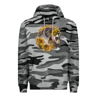 Slate Camo arabian horse with sunflowers Premium Hoodie - LillyAllenDesigns