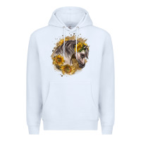 White arabian horse with sunflowers Premium Hoodie - LillyAllenDesigns