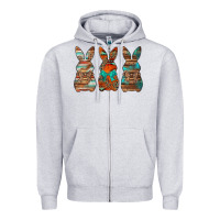 Heather Grey western easter bunnies Zipper Hoodie - Jasminsmagicworld
