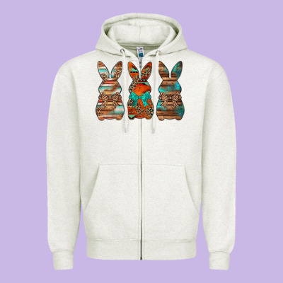 Western Easter Bunnies Zipper Hoodie Designed By Jasminsmagicworld