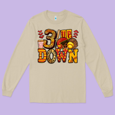 Three Up Three Down Softball Long Sleeve Tee Designed By Jasminsmagicworld