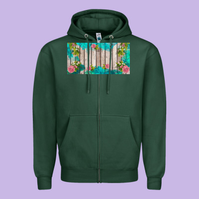 Western Floral  License Plate Template Zipper Hoodie Designed By Barkaloodesign