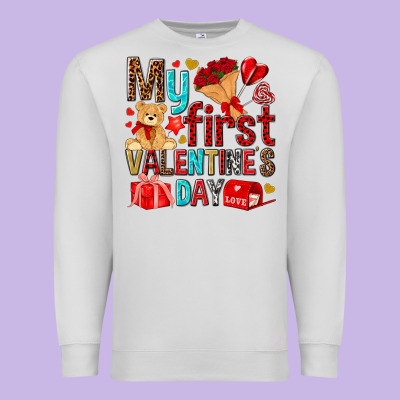 My First Valentines Day Premium Sweatshirt Designed By Nancycooperartshop