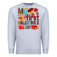 Heather Grey my first valentines day Premium Sweatshirt - NancyCooperArtShop