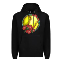 Black Western Softball With Roses Premium Hoodie - LillyAllenDesigns