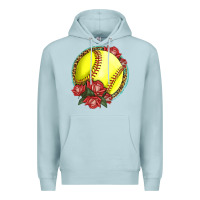 Blue Mist Western Softball With Roses Premium Hoodie - LillyAllenDesigns
