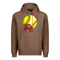 Chestnut Western Softball With Roses Premium Hoodie - LillyAllenDesigns