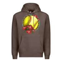 Coffee Western Softball With Roses Premium Hoodie - LillyAllenDesigns