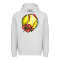 Dove Grey Western Softball With Roses Premium Hoodie - LillyAllenDesigns