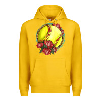 Lemon Western Softball With Roses Premium Hoodie - LillyAllenDesigns