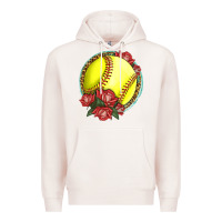 Pale Pink Western Softball With Roses Premium Hoodie - LillyAllenDesigns