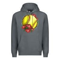 Rock Western Softball With Roses Premium Hoodie - LillyAllenDesigns