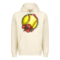Sandshell Western Softball With Roses Premium Hoodie - LillyAllenDesigns
