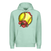 Seafoam Western Softball With Roses Premium Hoodie - LillyAllenDesigns