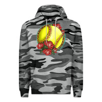 Slate Camo Western Softball With Roses Premium Hoodie - LillyAllenDesigns