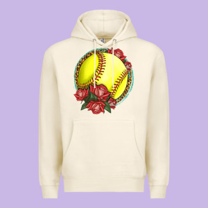 Western Softball With Roses Premium Hoodie Designed By Lillyallendesigns