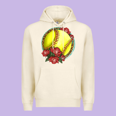 Western Softball With Roses Premium Hoodie Designed By Lillyallendesigns