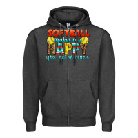 Charcoal Heather Softball Makes Me Happy You, Not So Much Zipper Hoodie - LillyAllenDesigns