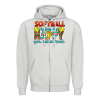 Dove Grey Softball Makes Me Happy You, Not So Much Zipper Hoodie - LillyAllenDesigns