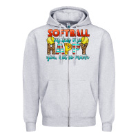Heather Grey Softball Makes Me Happy You, Not So Much Zipper Hoodie - LillyAllenDesigns