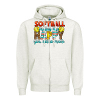 Oatmeal Heather Softball Makes Me Happy You, Not So Much Zipper Hoodie - LillyAllenDesigns