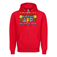 Red Softball Makes Me Happy You, Not So Much Zipper Hoodie - LillyAllenDesigns