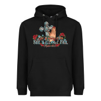 Black she will not fail psalm christian cross pray Heavyweight Hoodie - NancyCooperArtShop