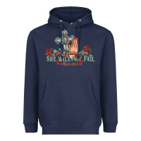 Navy she will not fail psalm christian cross pray Heavyweight Hoodie - NancyCooperArtShop