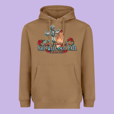 She Will Not Fail Psalm Christian Cross Pray Heavyweight Hoodie Designed By Nancycooperartshop