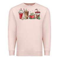 Pale Pink christmas tree cake and coffee cups Premium Sweatshirt - MaliasSmallBusiness