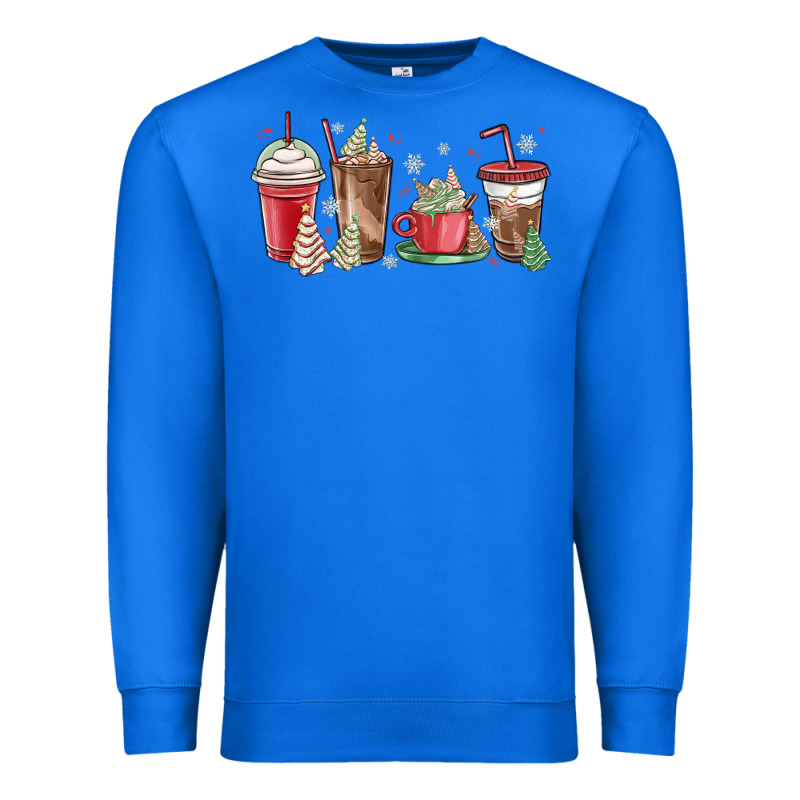 Christmas Tree Cake And Coffee Cups Premium Sweatshirt by MaliasSmallBusiness | Teevron