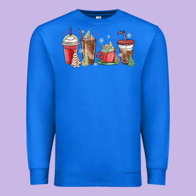 Christmas Tree Cake And Coffee Cups Premium Sweatshirt Designed By Maliassmallbusiness