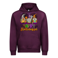 Mauve Wine Happy Halloween Gnomes Urban Hoodie - texasbilliewilder